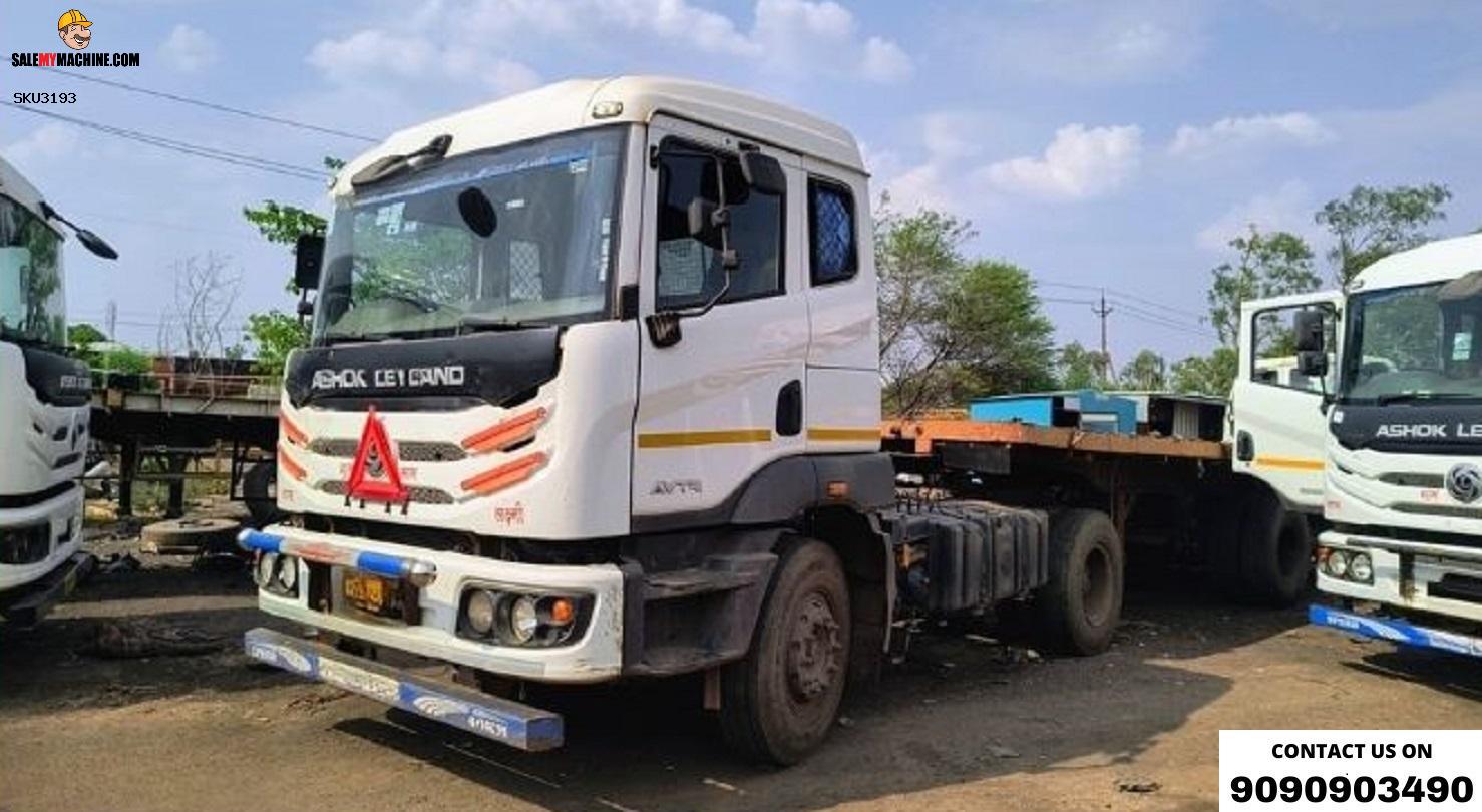 Used Ashok Leyland Cab with 40 ft Flat bed trailer for sale